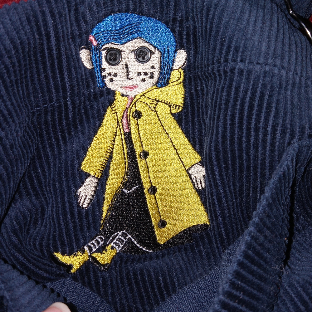 Hot Topic Coraline Corduroy Pinafore Dress Button Eye Doll LAIKA Small